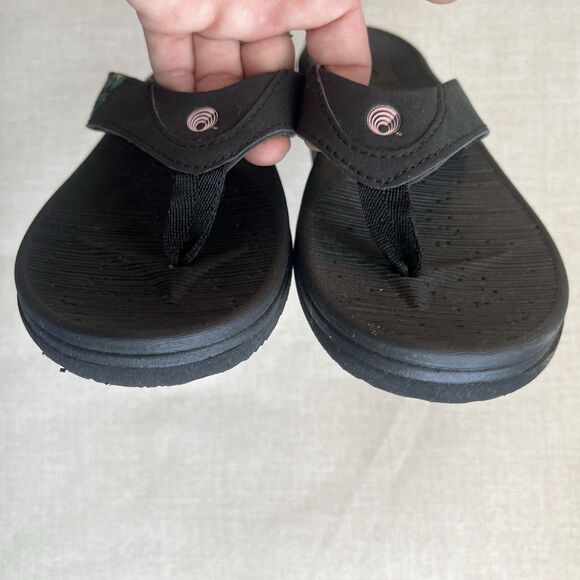 High Tide Black Sandal Flip Flop Comfort Tropical Beach Floral Size 9 - Picture 4 of 9